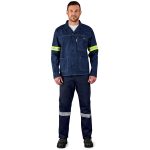 Cast Premium 100% Cotton Denim Jacket - Reflective Arms & Back - Yellow Tape - Image 3