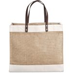 Okiyo Reza Jute & Cotton Tote with Leather Handles - Image 5