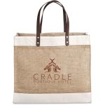 Okiyo Reza Jute & Cotton Tote with Leather Handles - Image 6