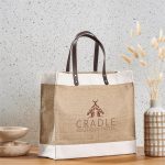 Okiyo Reza Jute & Cotton Tote with Leather Handles - Image 3