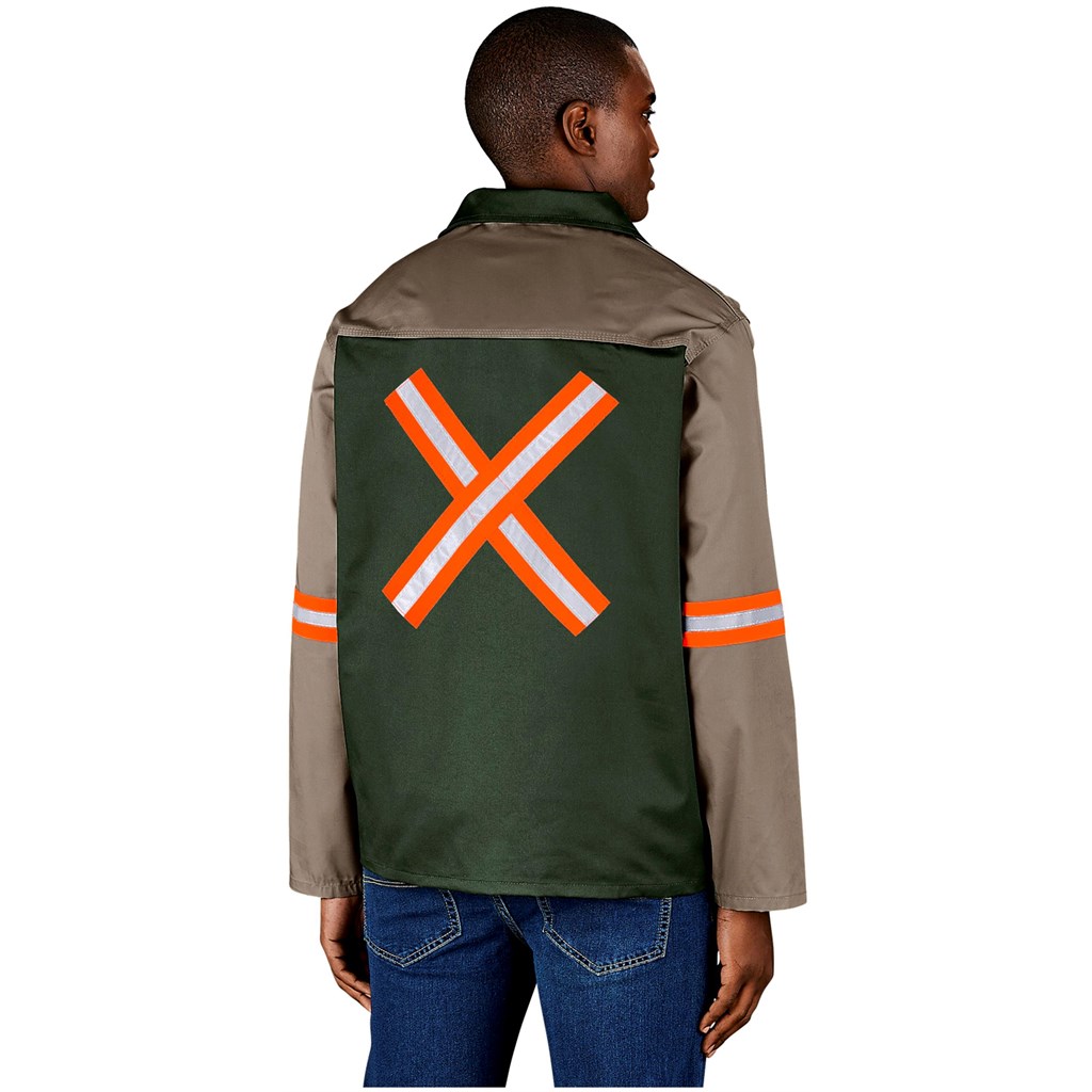 DEFAULT_1024X1024 Site Premium Two-Tone Polycotton Jacket - Reflective Arms & Back - Orange Tape - Image 1