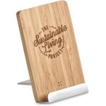 Okiyo Hakka Bamboo & Recycled Aluminium Wireless Charging Phone Stand - Image 12
