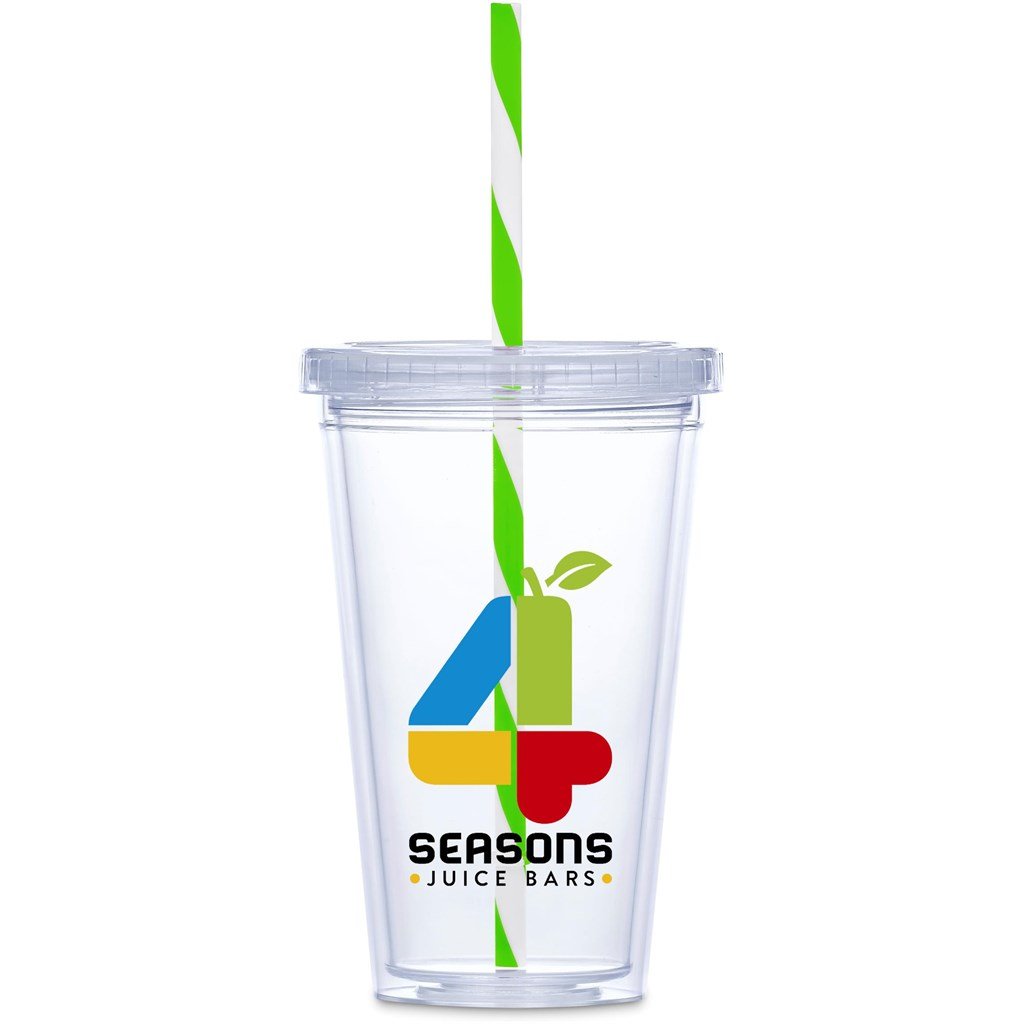 GF-AM-668-B-L_1024X1024 Malibu Double-Wall Plastic Tumbler & Straw - 470ml - Lime - Image 1
