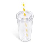 Malibu Double-Wall Plastic Tumbler & Straw - 470ml - Yellow - Image 2