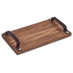 Serendipio Large Farm Style Wooden Tray with Leather Straps - Image 3
