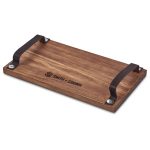 Serendipio Large Farm Style Wooden Tray with Leather Straps - Image 4
